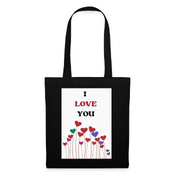 ICH LIEBE DICH. PAAR. GERADE VERHEIRATET. Junggesellinnenabschied - Stoffbeutel - Schwarz - Vorne