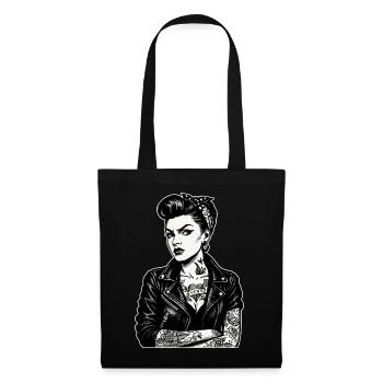 Pin-up rockabilly : fille hors-la-loi des années 50 avec des tatouages - Sac en tissu - noir - Devant