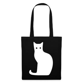 Katze Silhouette Minimal Design Cat Lover Katzen - Stoffbeutel - Schwarz - Vorne