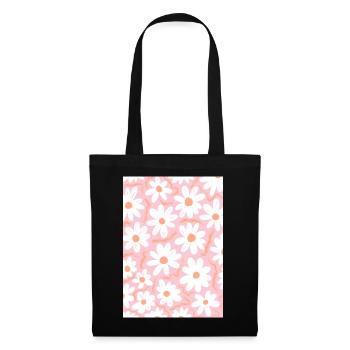 Marguerites roses - Sac en tissu - noir - Devant