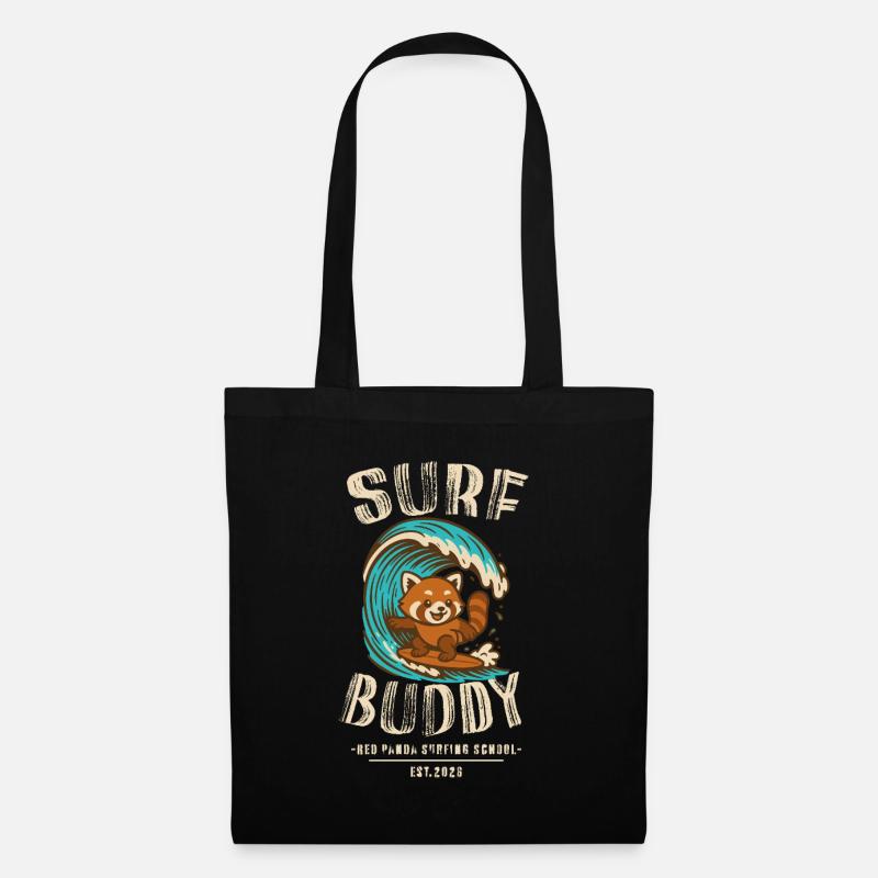 Surf Buddy, Freund auf dem Surfboard - Stoffbeutel - Schwarz