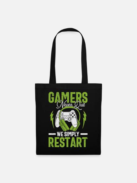 Gamer Geist: Never Quit Restart Geschenk - Stoffbeutel - Schwarz