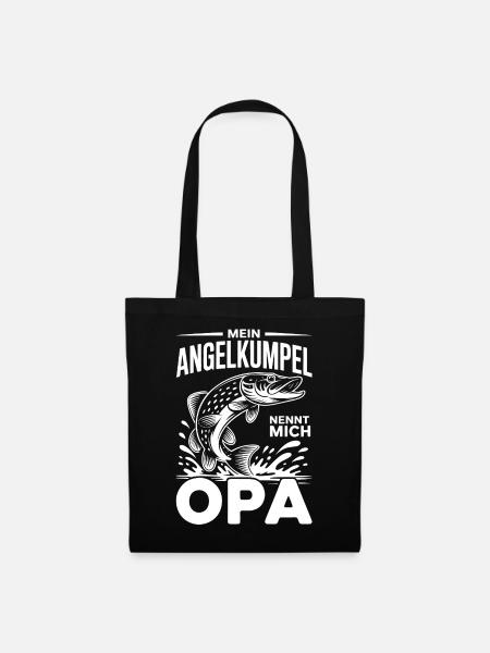 Angeln mit Opa - Stoffbeutel - Schwarz