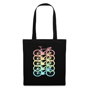 Fahrrad Retro Pastell Regenbogen - Stoffbeutel - Schwarz - Vorne