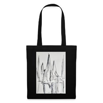 Schwarzweiß Stadt-Silhouette - Stoffbeutel - Schwarz - Vorne