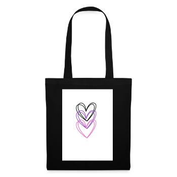 Three intertwined hearts in neon colors - Tote Bag - black - Front