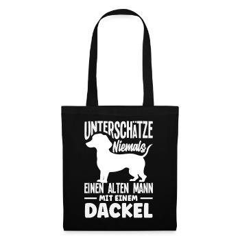 Alter Mann Mit Dackel - Stoffbeutel - Schwarz - Vorne