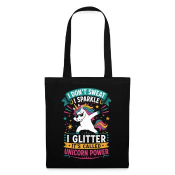 Einhorn – I Don’t Sweat, I Sparkle - Stoffbeutel - Schwarz - Vorne