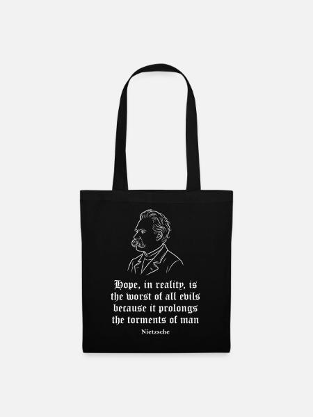 Nietzsche-Zitat über Hoffnung - Stoffbeutel - Schwarz