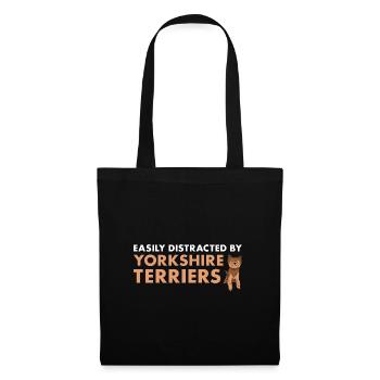 Facilement distrait par Yorkshire Terrier - Sac en tissu - noir - Devant