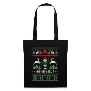 Mama Elf Hässliche Weihnachten - Stoffbeutel - Schwarz - Vorne