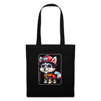 Pompier, amoureux des huskies - Sac en tissu - noir - Devant