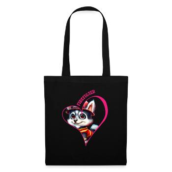 Pompier, amour husky - Sac en tissu - noir - Devant
