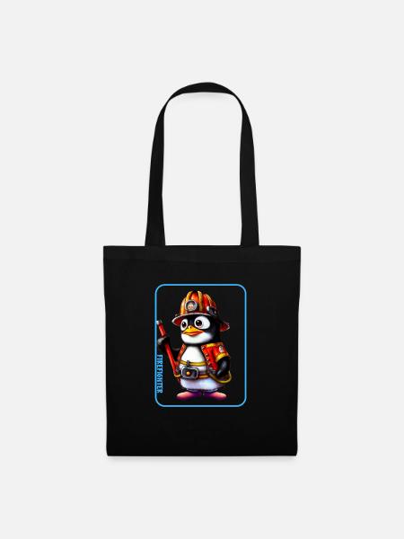 Feuerwehrmann, Pinguinliebhaber - Stoffbeutel - Schwarz