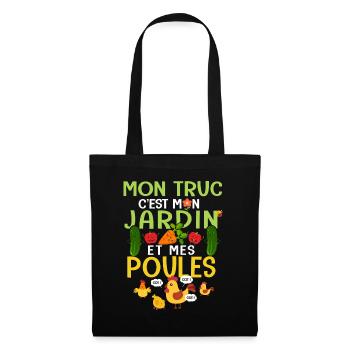 Mon truc c est mon jardin et mes poules - Sac en tissu - noir - Devant