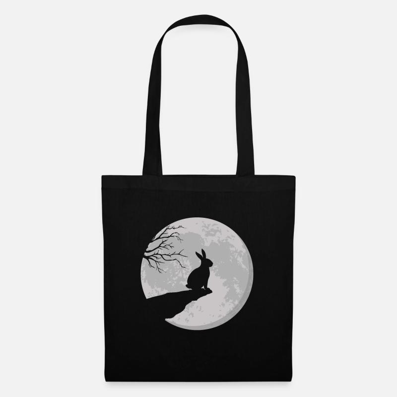 Rabbit at full moon Rabbit Bunny - Tote Bag - black