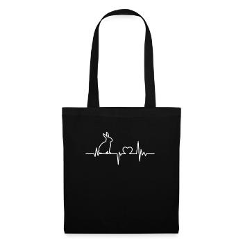 Bunny Heartbeat Love Design Sweet Rabbit - Sac en tissu - noir - Devant