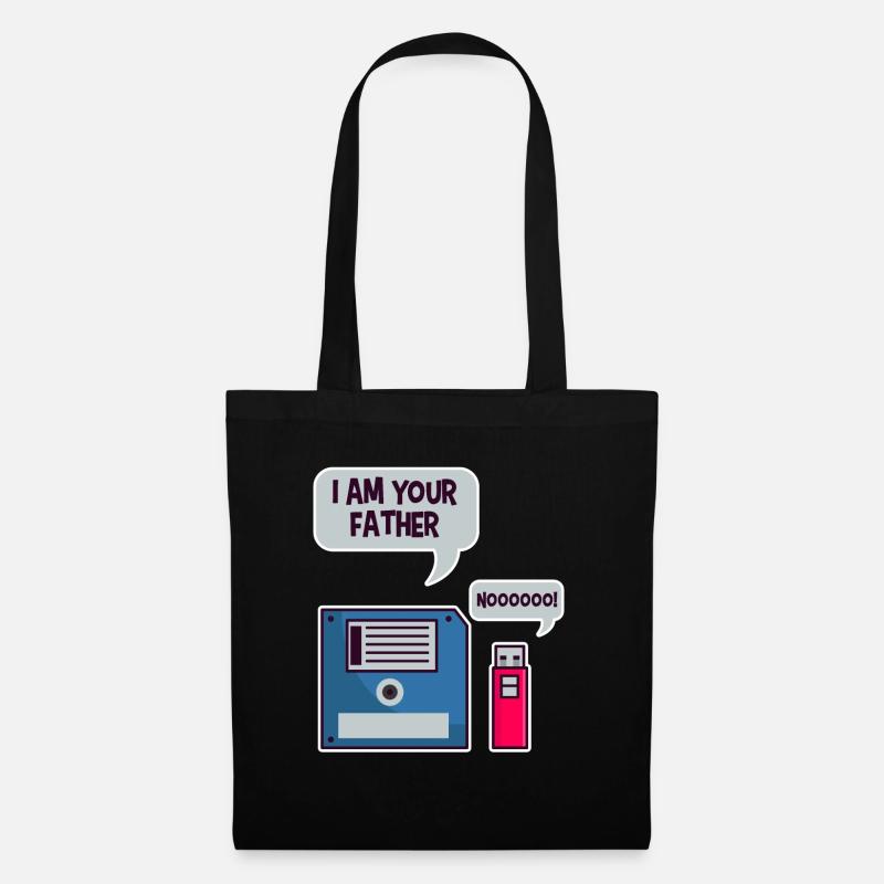 USB Floppy Disk Geek Shirt Computer Nerd lustig - Stoffbeutel - Schwarz