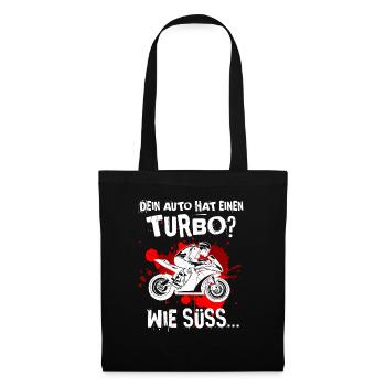 Motorrad Turbo Superbike lustiger Spruch - Stoffbeutel - Schwarz - Vorne