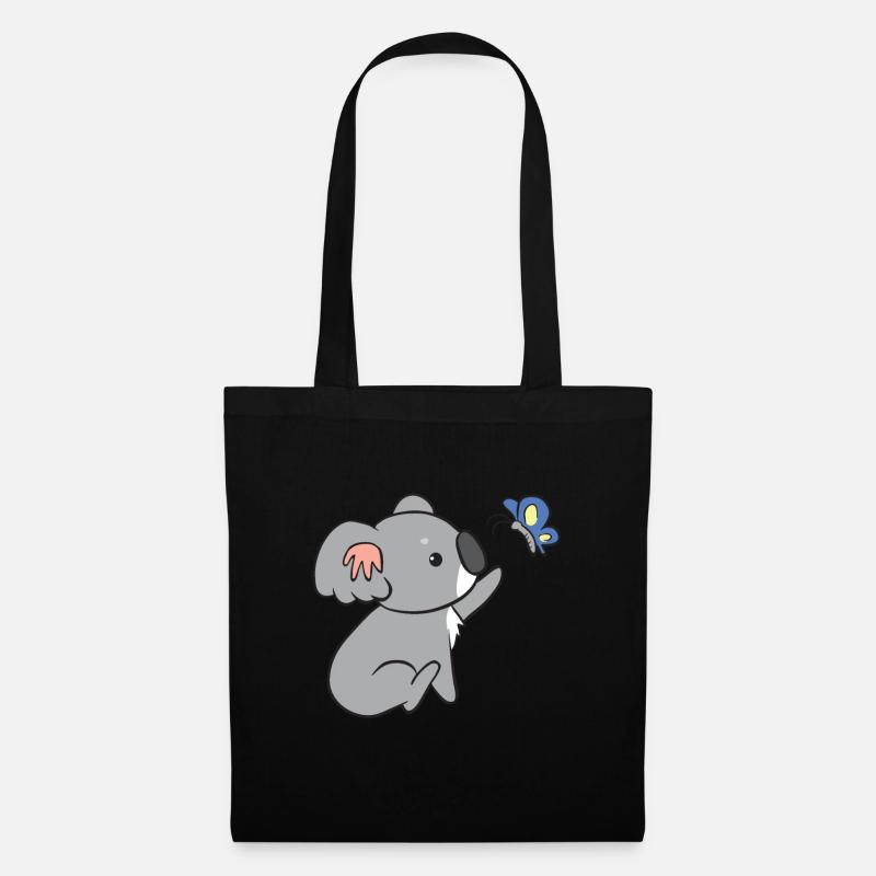 Koala - mit Schmetterling - Stoffbeutel - Schwarz
