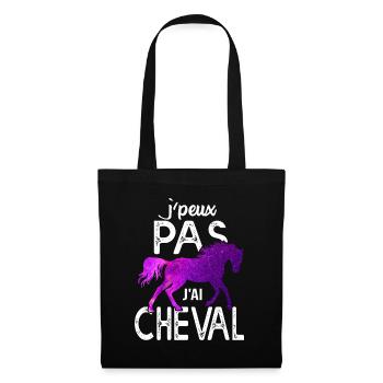 J'peux pas j'ai cheval cadeau humour équitation - Sac en tissu - noir - Devant