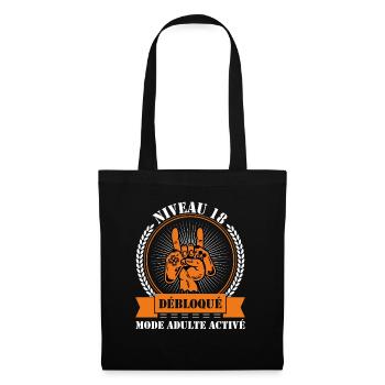t shirt niveau 18 débloqué anniversaire 18 ans - Sac en tissu - noir - Devant