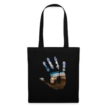 Empreinte de main avec motif de plage - Sac en tissu - noir - Devant