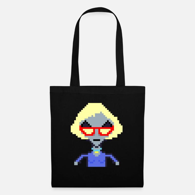 Pixel Alien "Carla Reporter" - Stoffbeutel - Schwarz