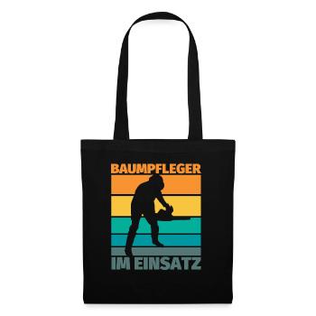 Baumpfleger im Einsatz lustiger Spruch Baumpflege - Stoffbeutel - Schwarz - Vorne