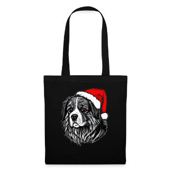 Weihnachten Hund süß lustig Hunde Tier Welpe 15 - Stoffbeutel - Schwarz - Vorne