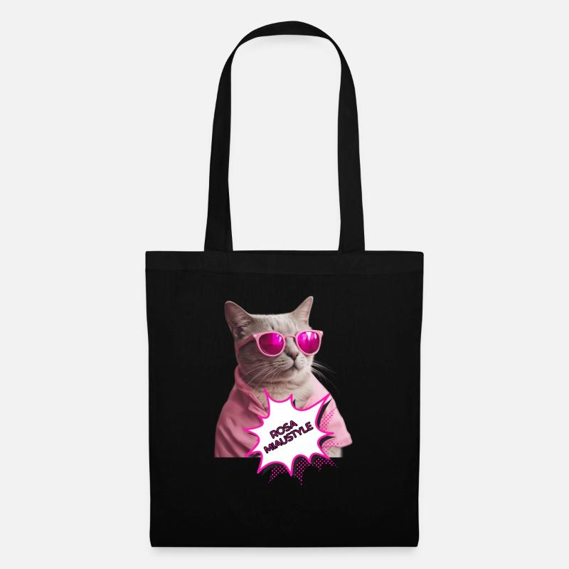 Rosa Miaustyle - Stoffbeutel - Schwarz