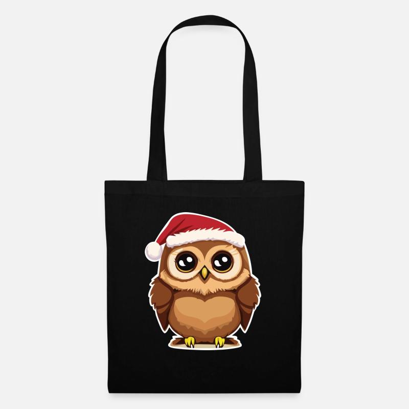 Weihnachtseule - Stoffbeutel - Schwarz