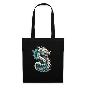 Buchstabe S mit Drache - Stoffbeutel - Schwarz - Vorne