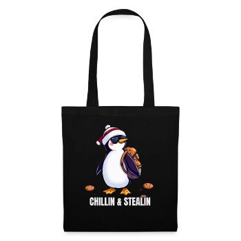 Chillin & Stealin - cookie theft funny penguin - Tote Bag - black - Front