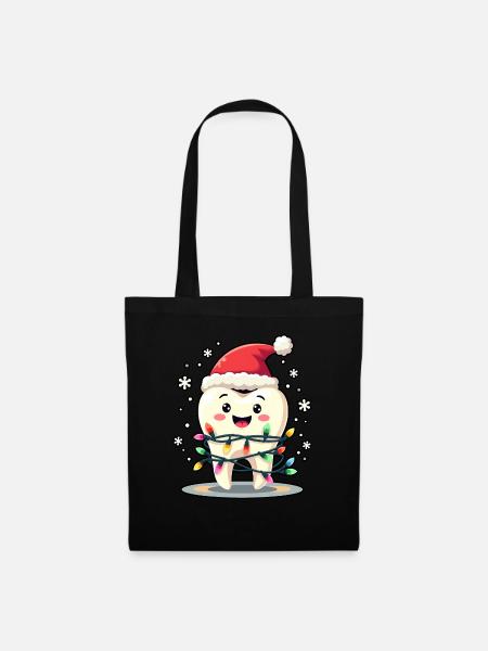 Zähne Weihnachten Zahnarzt Geschenk - Stoffbeutel - Schwarz