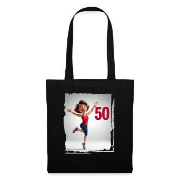 Femme heureuse dans ses 50 ans - Sac en tissu - noir - Devant