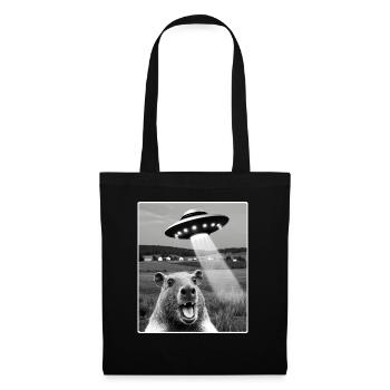 capybara Selfie With Alien UFO Funny capybara Gift - Tote Bag - black - Front
