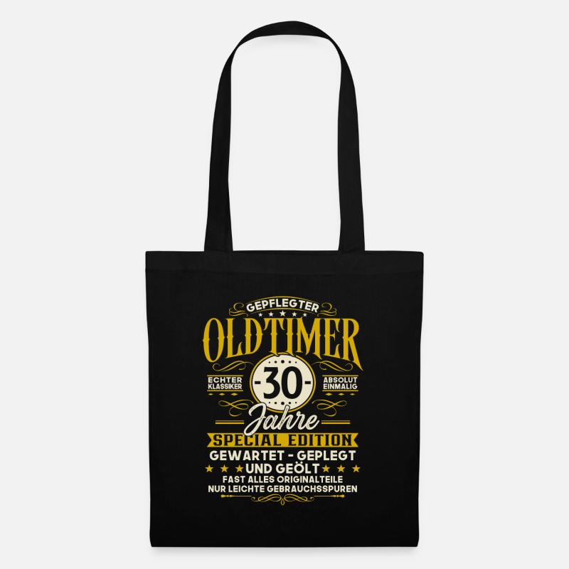 30. Geburtstag Geschenk Oldtimer 30 Jahre - Stoffbeutel - Schwarz