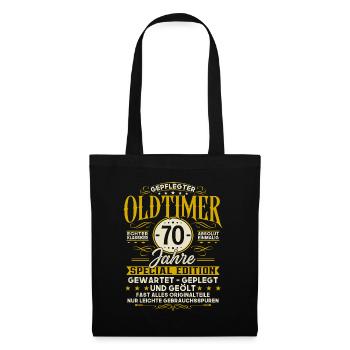 70 Geburtstag Geschenk Oldtimer 70 Jahre - Stoffbeutel - Schwarz - Vorne