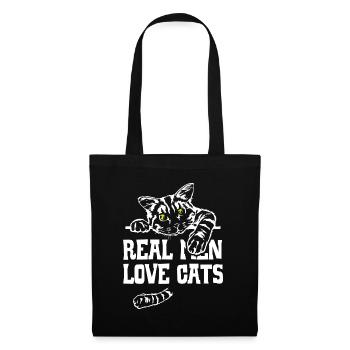 Real Men Love Cats - Stoffbeutel - Schwarz - Vorne