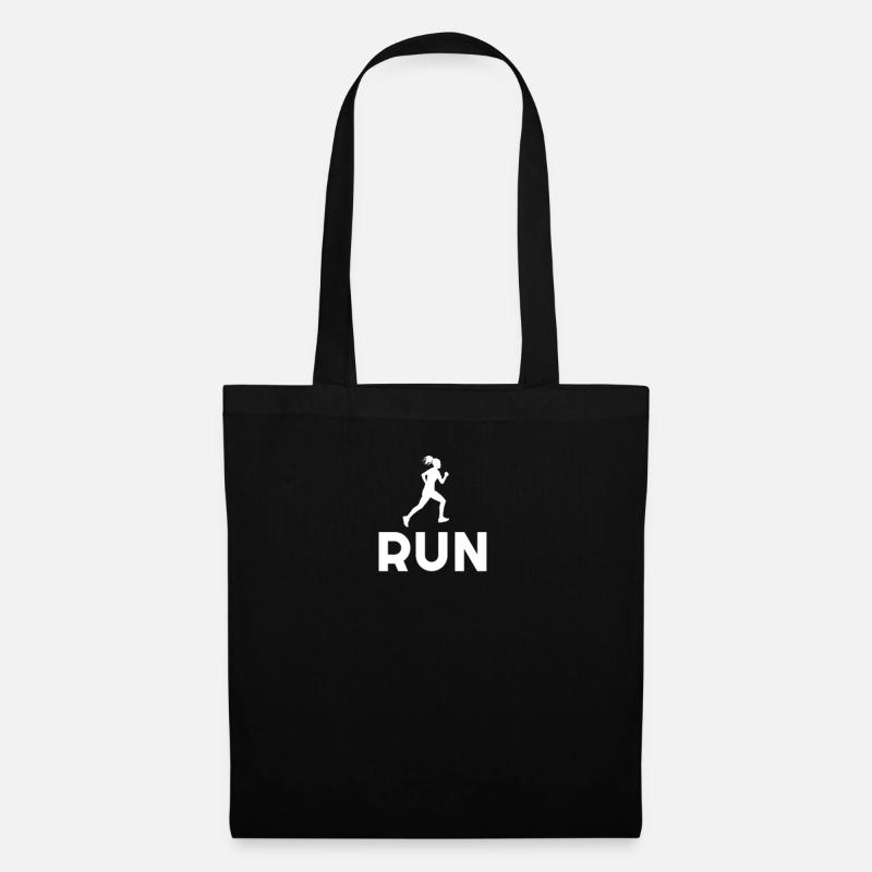 Runner Silhouette mit RUN - Stoffbeutel - Schwarz