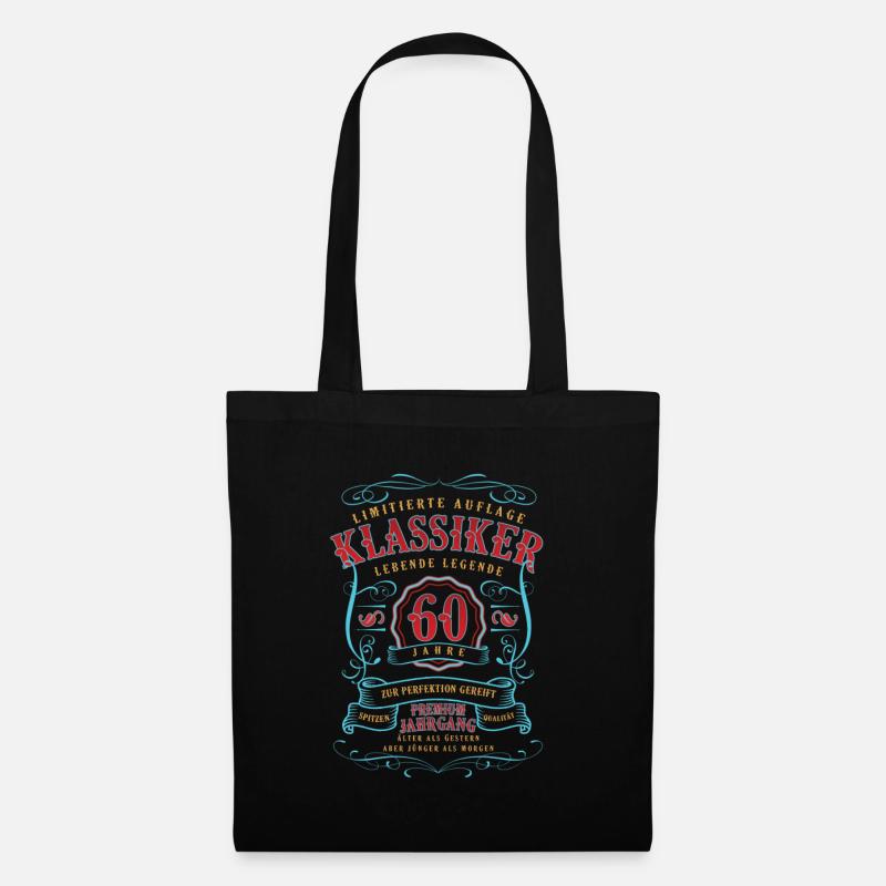 Geschenk 60 Geburtstag - Klassiker 60 Jahre Alt - Stoffbeutel - Schwarz