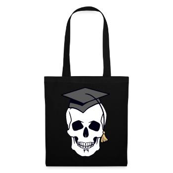Totenkopf Schädel Gruselig Student Uni Halloween - Stoffbeutel - Schwarz - Vorne
