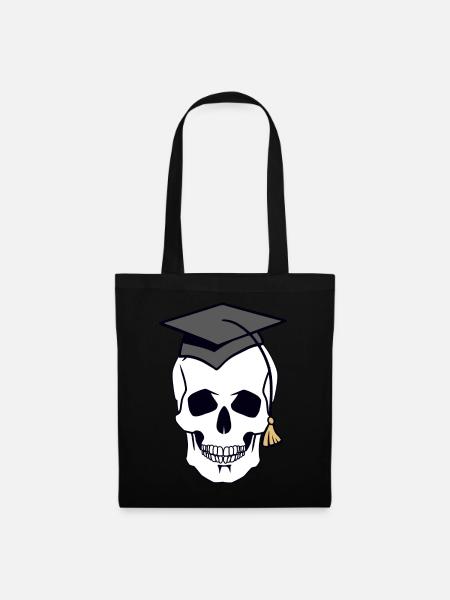 Totenkopf Schädel Gruselig Student Uni Halloween - Stoffbeutel - Schwarz