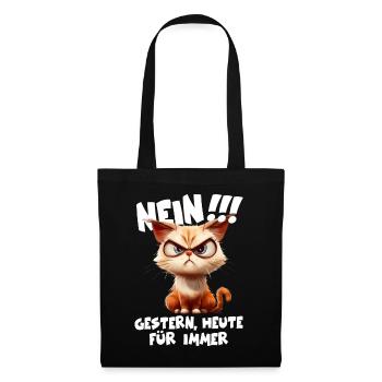 Katze nein für immer ich hasse Menschen Geschenk - Stoffbeutel - Schwarz - Vorne