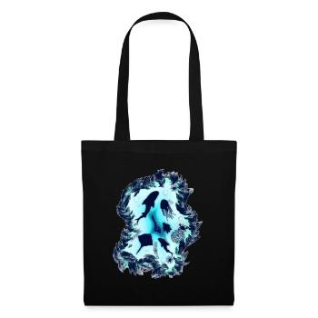 Sous l'eau dans la mer avec la vie marine pour les plongeurs - Sac en tissu - noir - Devant