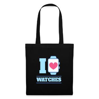 I Love Watches Watches Watch Wristwatch - Tote Bag - black - Front