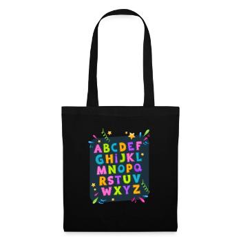 Alphabet Abc Schulstart Mädchen Jungen - Stoffbeutel - Schwarz - Vorne
