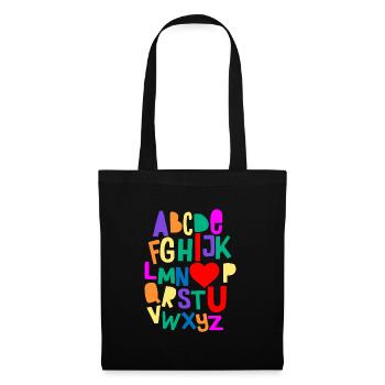 Alphabet Abc Je t’aime Filles Garçons - Sac en tissu - noir - Devant