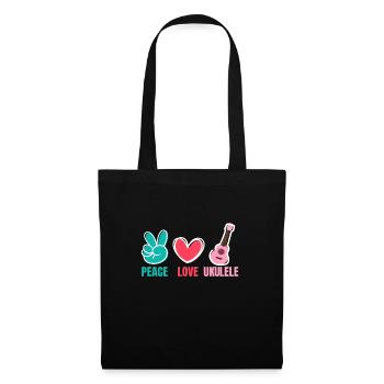 Peace Love Ukulélé Guitare Musique - Sac en tissu - noir - Devant